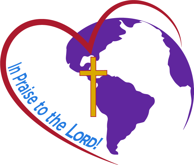 2019 Convention Logo: Purple world with gold cross and red heart stretching out around the world centered on the cross, with the inner point of the heart starting in the convention site of Mobile, Alabama.